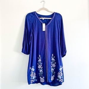 NEW Francesca’s Blue Embroidered Floral Dress